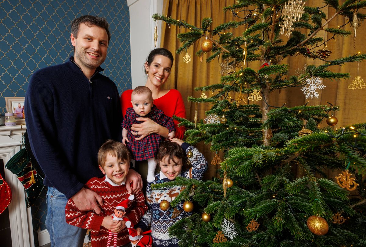 Marie Louise and Jaimie Coburn, with their daughter Fiadh who was born in April at 25 weeks, and sons Max (right) and Alex, at their family home in east Belfast. The parents of a baby girl who has defied the odds after being born prematurely at 25 weeks are preparing for her first Christmas at home.