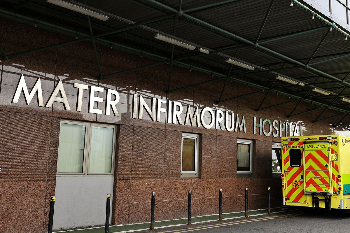 Stock image of an ambulance outside Mater Hospital, Belfast