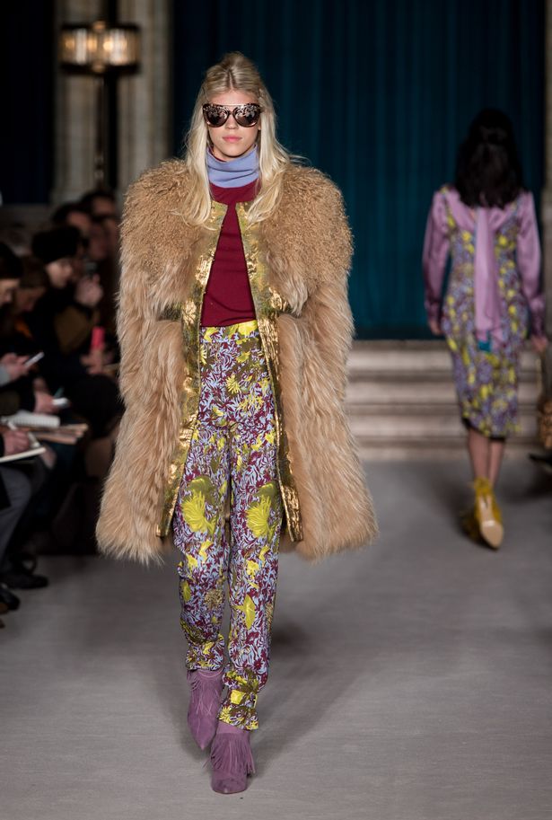  A model walks the runway at the Matthew Williamson show during London Fashion Week 2015
