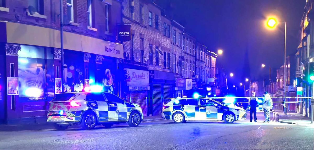 Merseyside Police at the scene on Breck Road