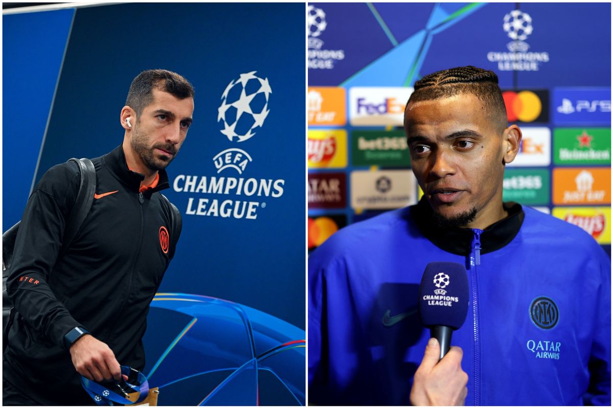 Henrikh Mkhitaryan and Manuel Akanji of Inter Milan