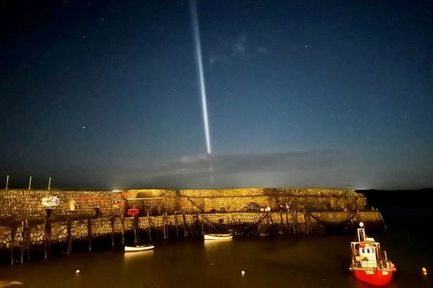 The mysterious streak of light was captured above Devon 