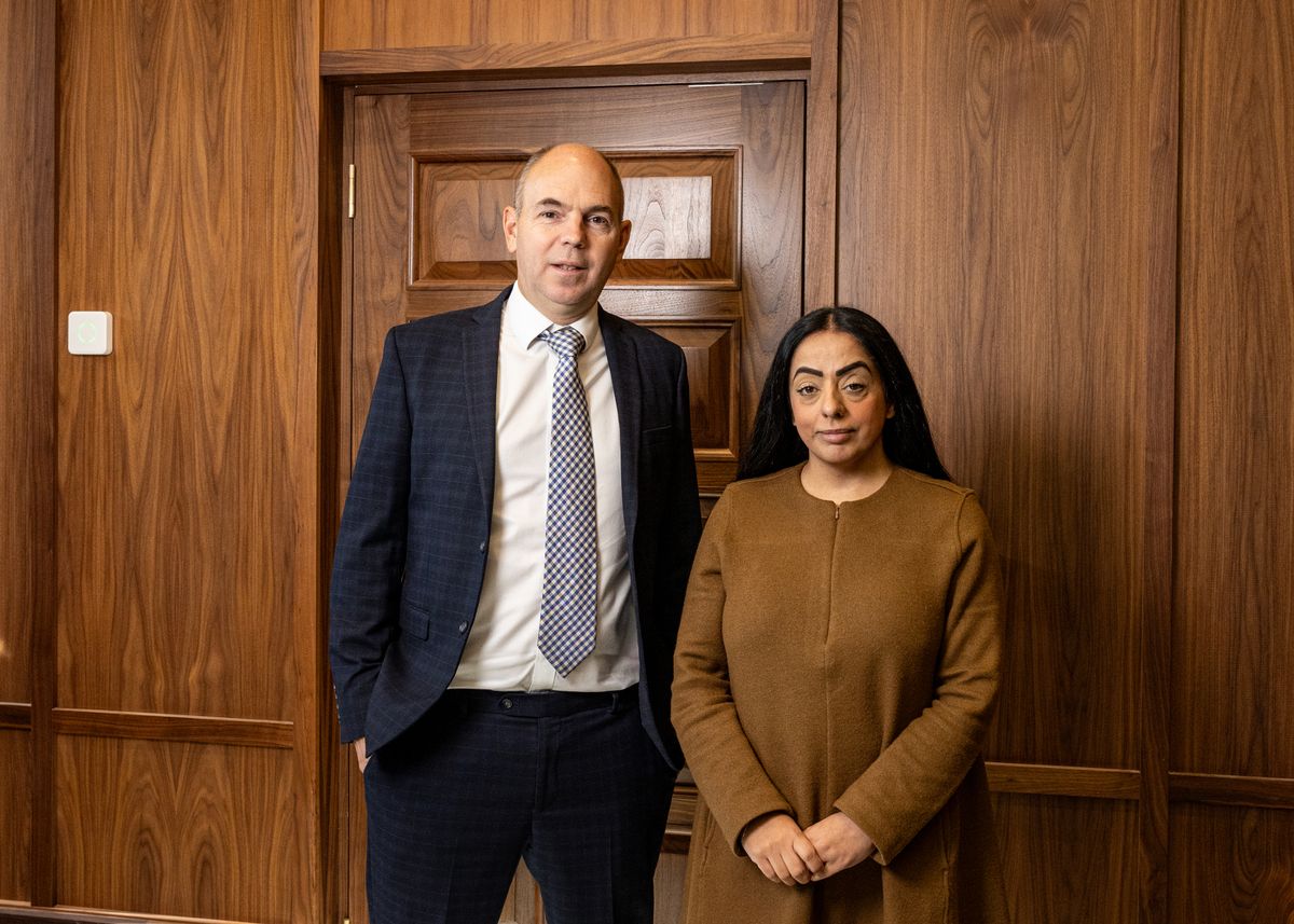 Eton Head teacher, Simon Henderson with Oldham Council leader, Arooj Shah.