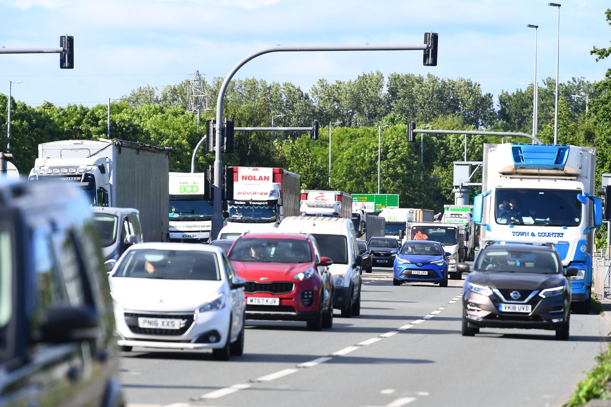 Traffic heading towards Switch Island.