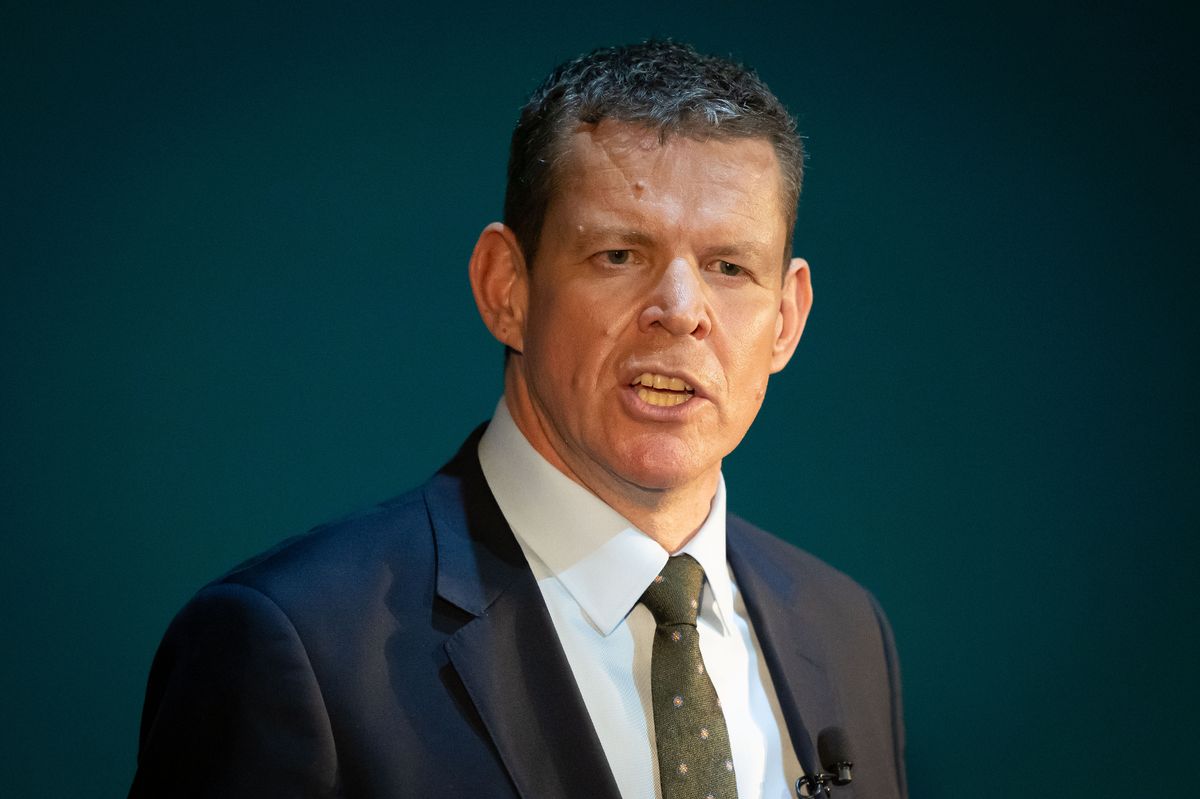 Leader of Plaid Cymru Rhun ap Iorwerth speaks during Plaid Cymru's 2025 annual conference at Brangwyn Hall 