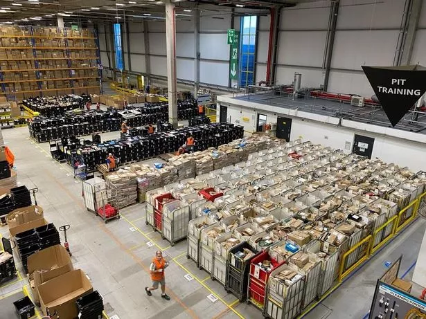 Inside Amazon warehouse in Swansea