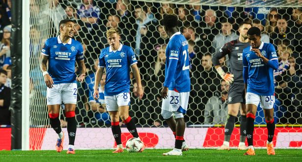 The Rangers players after defeat to Roma