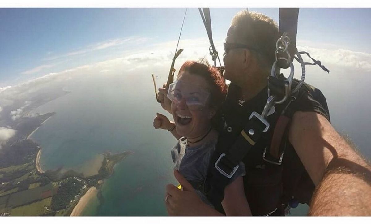 Zoë Harrison while skydiving