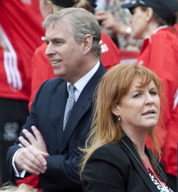 Andrew and Sarah watching Princess Beatrice finish London marathon.