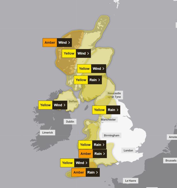 The Met Office's weather warnings for Storm Bram