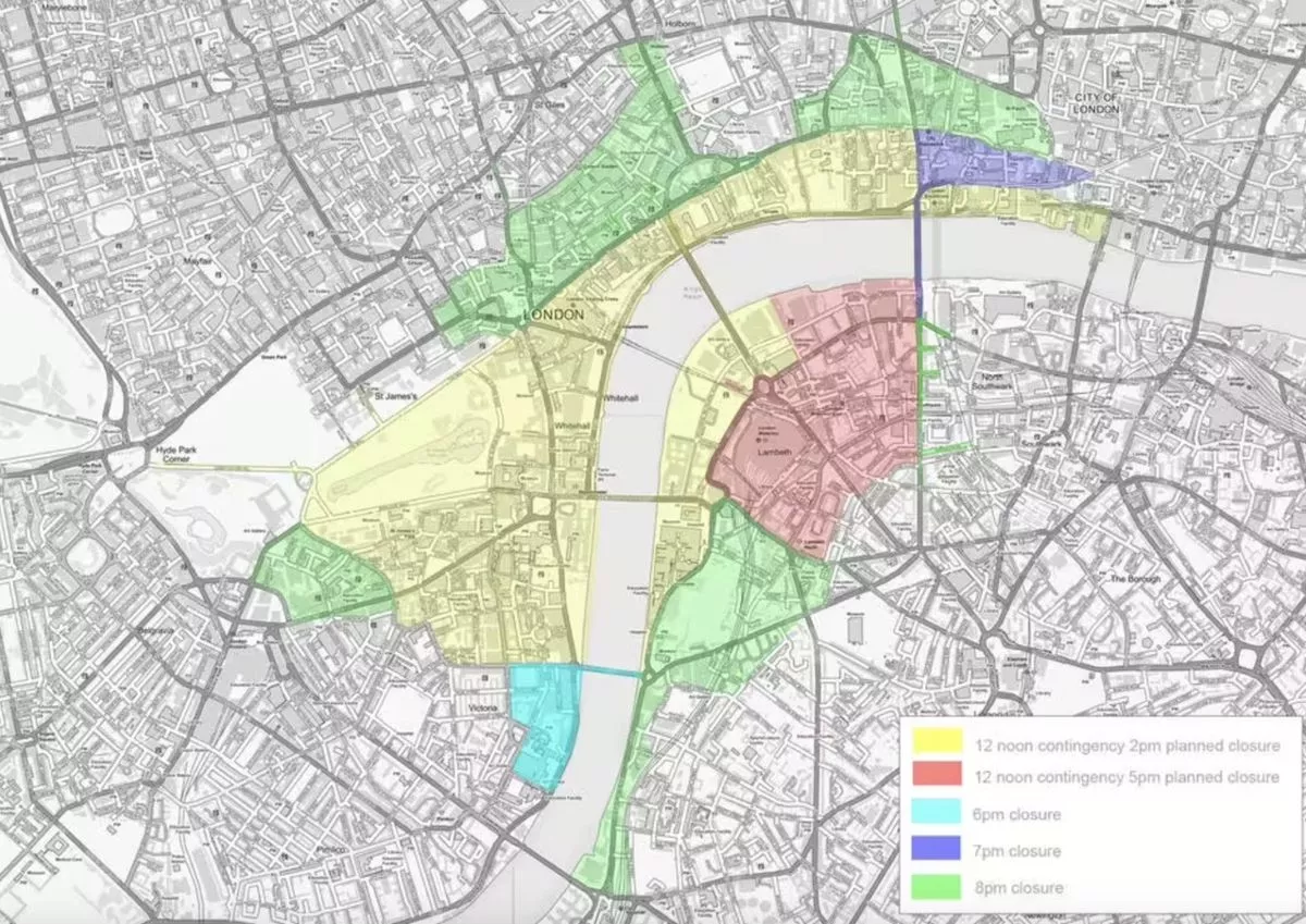 Parts of Central London will be closed tonight due to the fireworks 