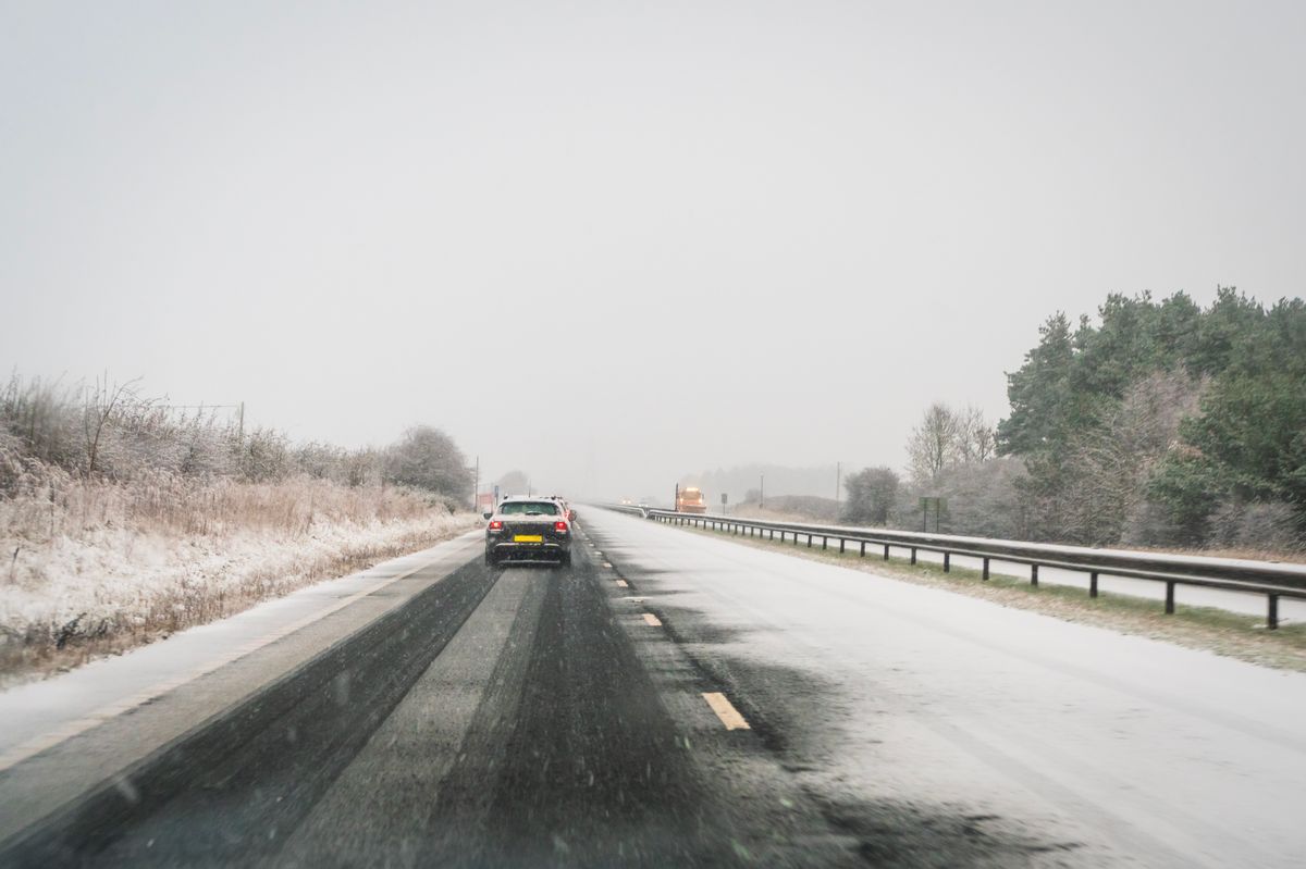 A picture of Snow on the road in Scotland