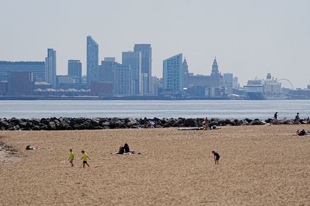 Views of Liverpool from New Brighton beach