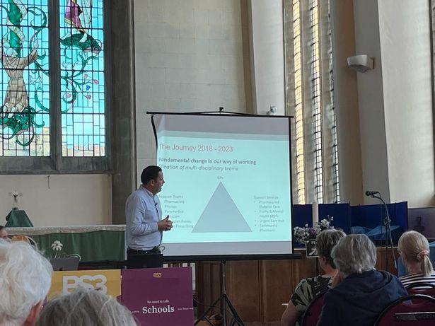 A public meeting organised by Action Greater Bedminster, to discuss primary care provision in BS3, included a presentation by James Ingham, Bridge View Medical’s operations director, and Dr Andrew Platt, a partner in the practice