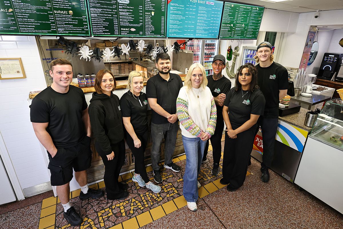 Hilary Braniff (owner) and her staff at The Captain's Table, Glengormley, County Antrim.