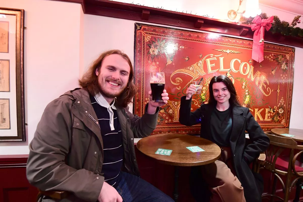 The ECHO's Ryan Paton and Courtney Eales enjoyed a drink in Ye Cracke on the pub crawl