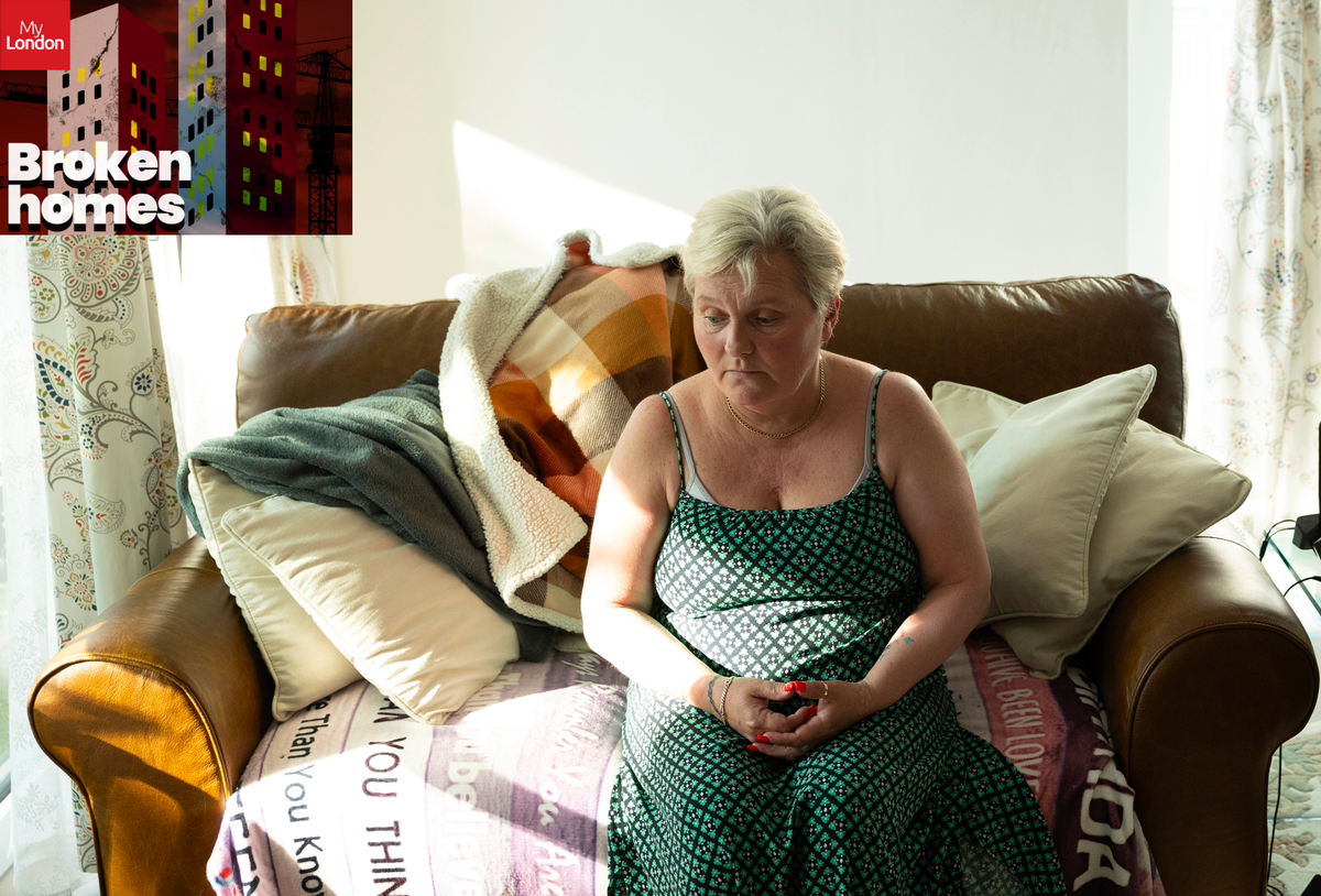 Yolande pictured in her flat at Kensington's Kelso Cochrane House