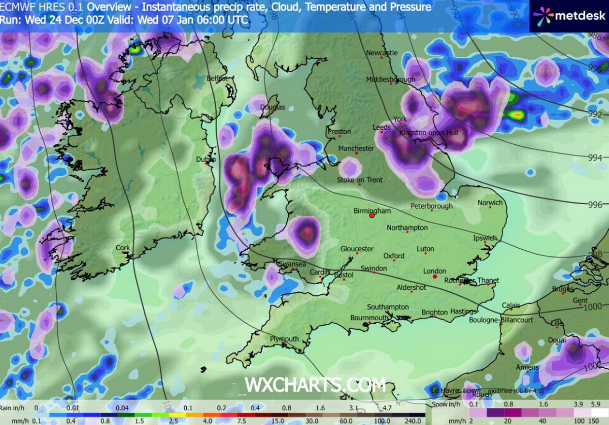 Snow is set to appear across England in the New Year