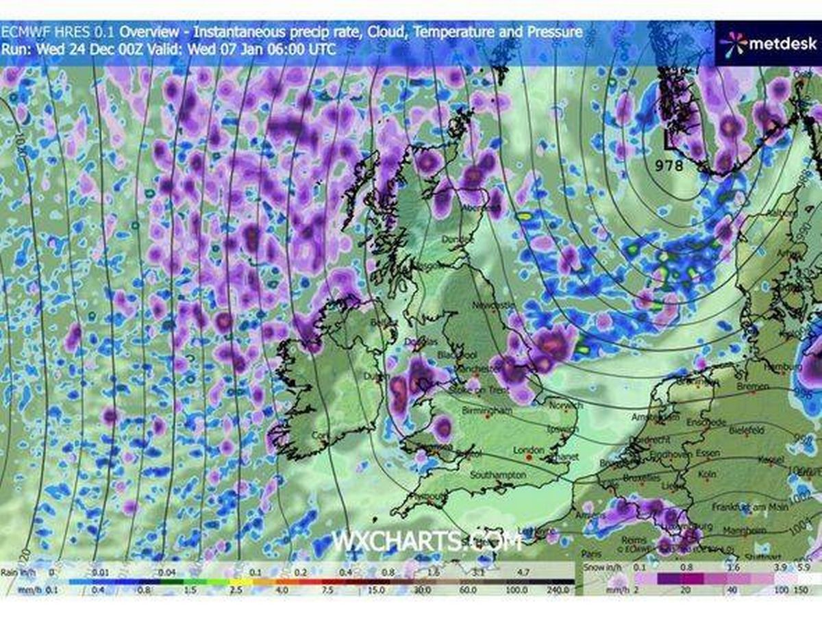 Weather system over a map of the UK