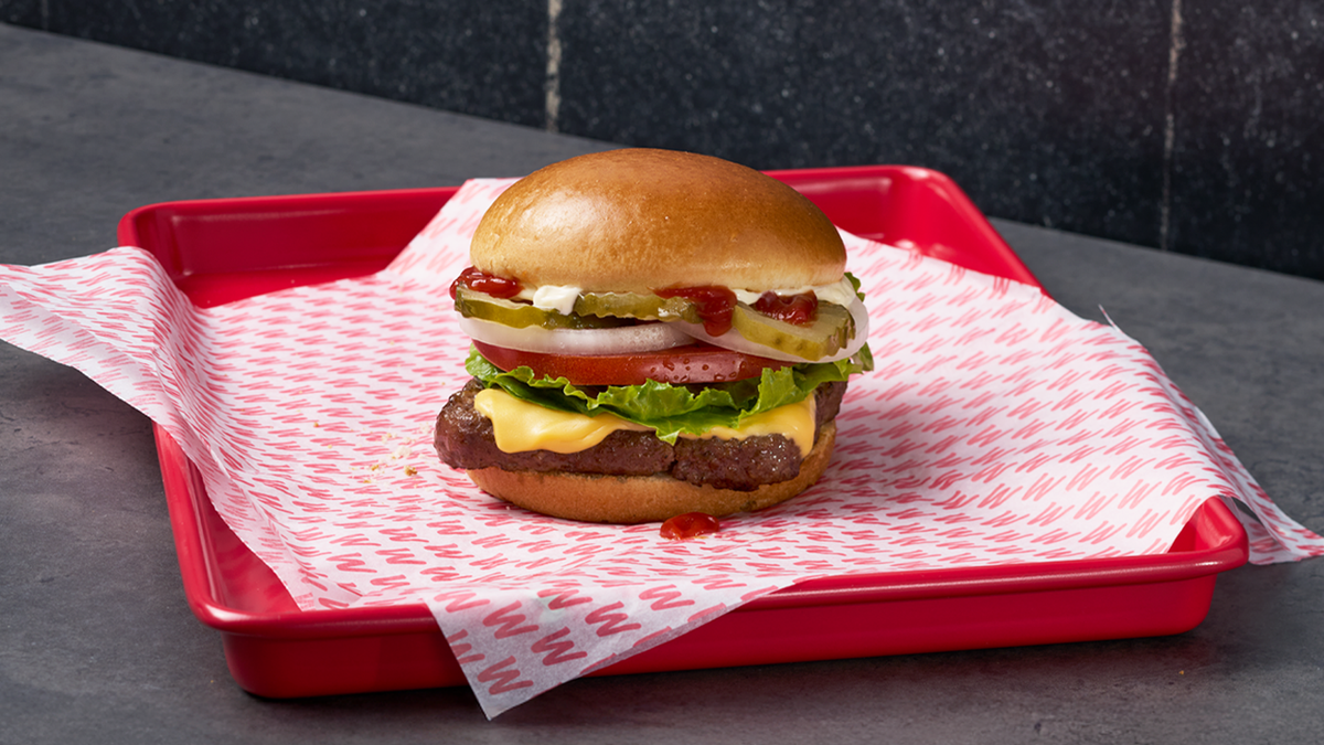 Wendy's burger on tray