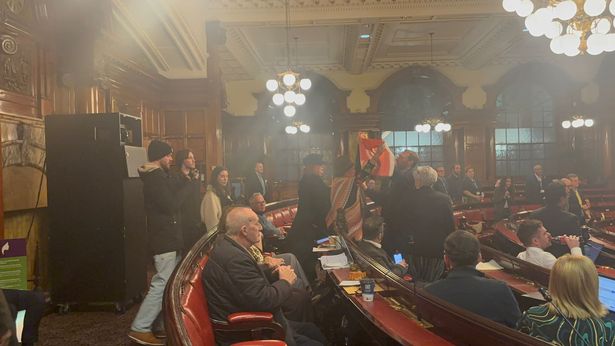 Protesters entered the Town Hall