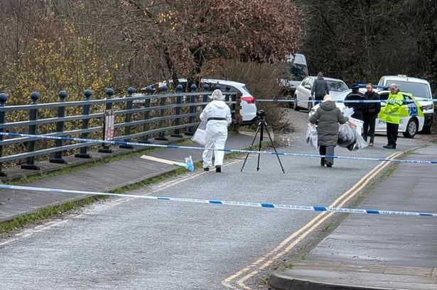 Forensics at the scene in Burrs Country Park, Bury