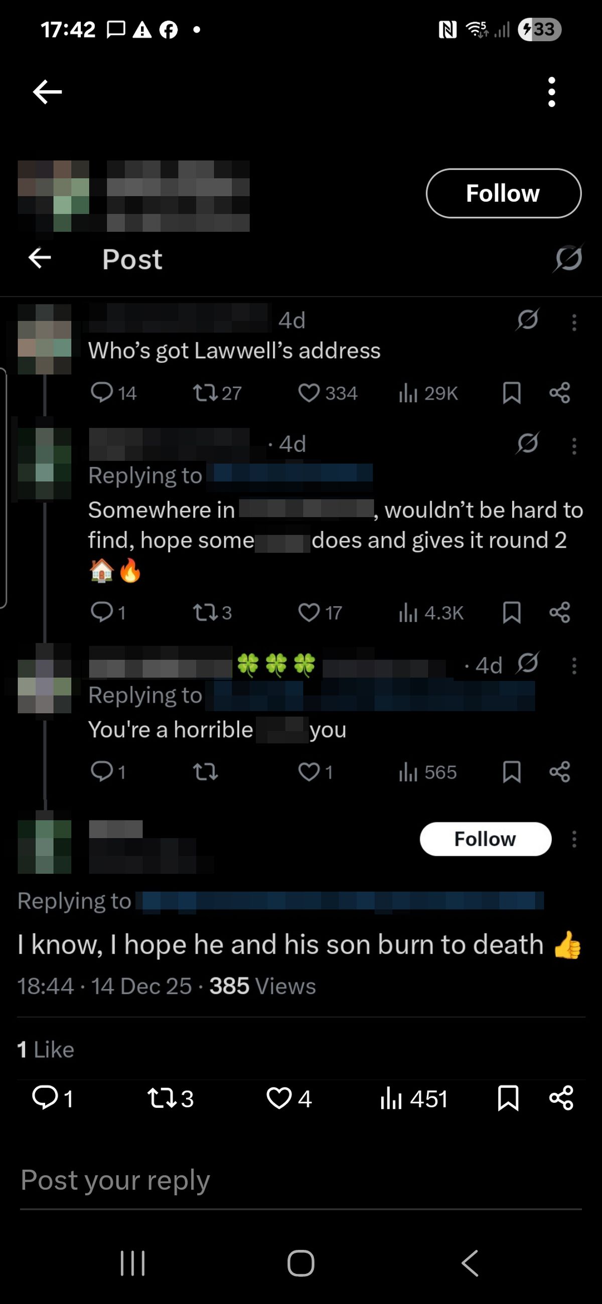 Screenshot of December 14 tweet