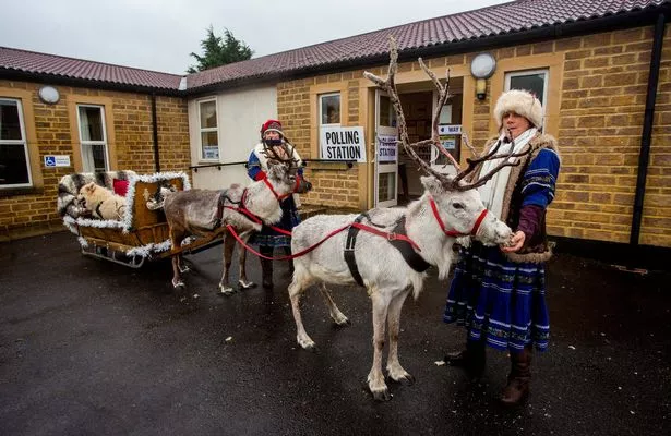 Sarah Sutton and Annie Price from the Somerset Reindeer Ranch