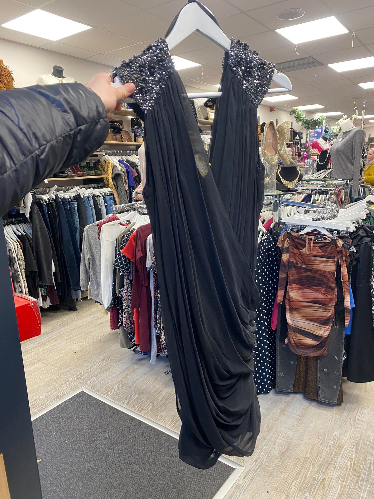 Karen Millen black dress with sparkly shoulders 