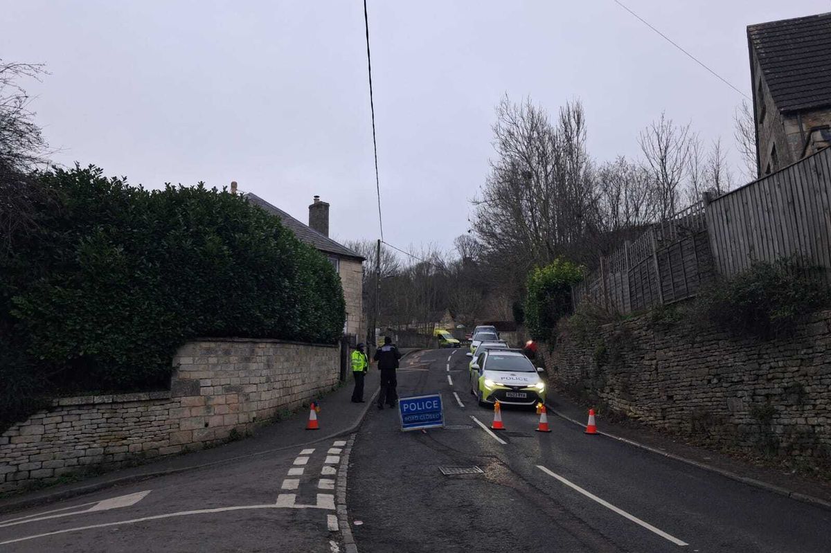 Emergency services in area of Brimscombe Hill after the fire.