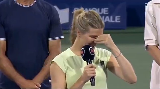 Bouchard, 31, was quickly overcome with emotion as she spoke to fans after her final match