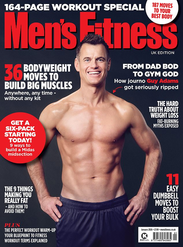 According to the Men’s Fitness headline writers, Guy can officially now claim, at the grand old age of 47, to be ‘seriously ripped’