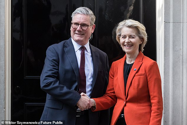 Sir Keir Starmer with President of the European Commission Ursula von der Leyen. The decision to rejoin Erasmus is part of the Prime Minister's Brexit 'reset', which is seeking much closer ties with Brussels