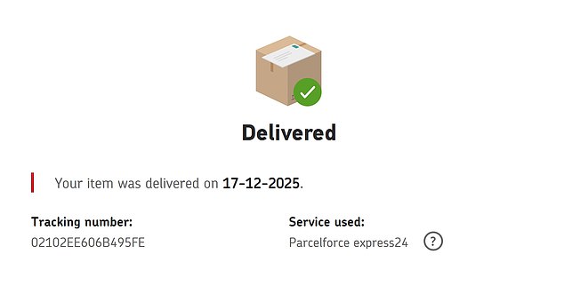 Parcelforce delivered the goods three days after I posted - a far cry from the express 24 hour delivery I was charged almost £15 for but at least it was all in one piece