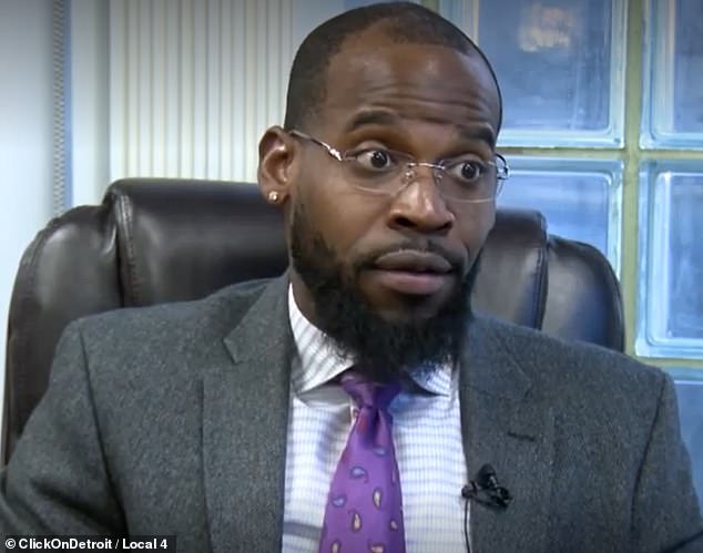 Attorney Cameron Bell (pictured), who is representing the family, told WDIV: 'We think it's asinine that they're suggesting she's better off with the artificial skull compared to her natural God-given chunk of her skull'