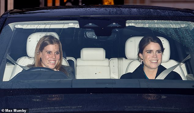 Princess Beatrice and Princess Eugenie attend a Pre-Christmas lunch party hosted by King Charles III at Buckingham Palace on December 16