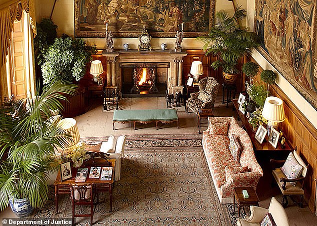 With a wolfish grin on his face, the former prince is draped over the laps of five young women in the Saloon at Sandringham, while Ghislaine Maxwell looks on