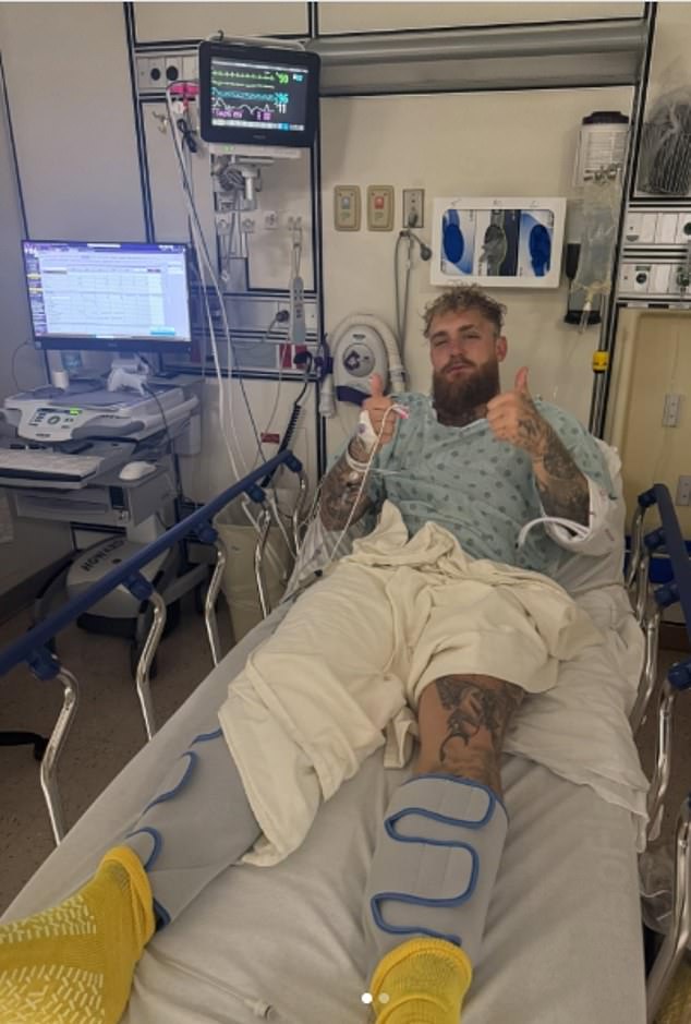 The ex-YouTuber had been sent to hospital immediately after his fight after breaking his jaw