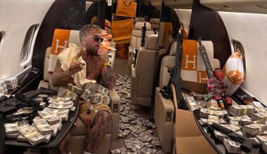 Jake Paul looked in the mood to celebrate his bumper payout as he returned home from Miami