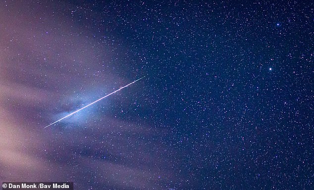 The next opportunity to see shooting stars will be on the night of January 4, when the Quadrantid meteor shower reaches its peak. Pictured: The Quadrantid Meteors over Northumberland
