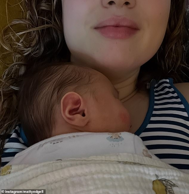 Matty, 30, popped the question to his now wife, Lara, in Sorrento, Italy, just shortly after he won the Channel 4 show, two years ago (Lara pictured holding their newborn)