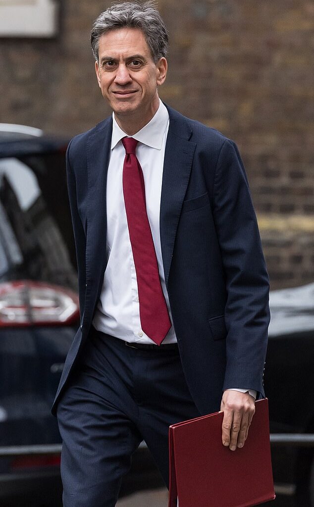 'The fetishising of net zero and Brussels bureaucrats has to end,' the shadow business secretary said. Ed Miliband is pictured arriving at Downing Street earlier this month