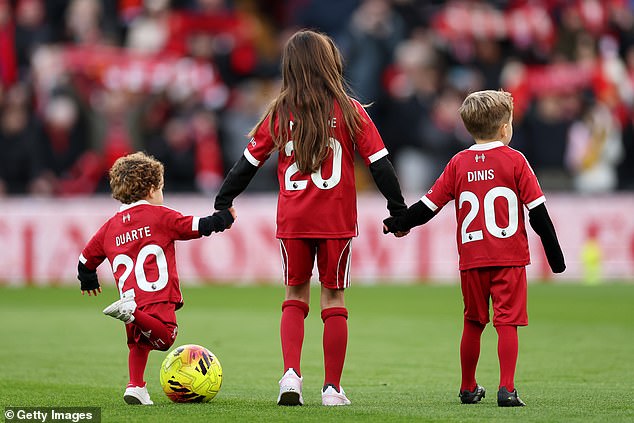 The mother of Diogo Jota's children paid a heartfelt message to Liverpool fans after their sons were mascots for the Reds' game against Wolves on Saturday