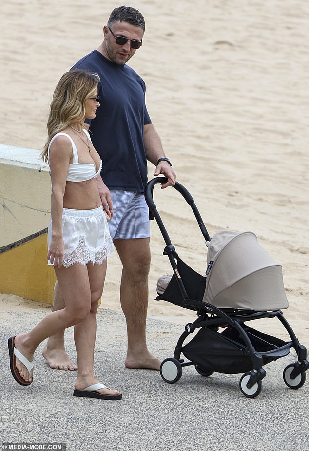 The former NRL hardman, 37, appeared completely at ease as he enjoyed a low-key coastal stroll with Lucy and their young children