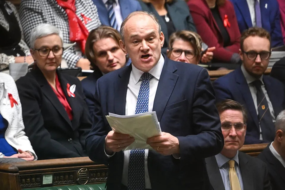 Ed Davey, the Lib Dem leader, said the symbolic vote was ‘a historic victory’ (House of Commons)