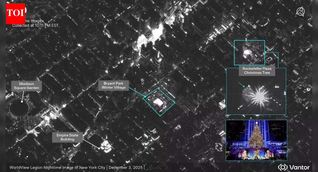 How satellites captured New York’s biggest holiday moment: The Rockefeller Centre Christmas Tree seen from space |