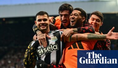 Guimarães scores from corner before Newcastle cling on against 10-man Burnley | Premier League