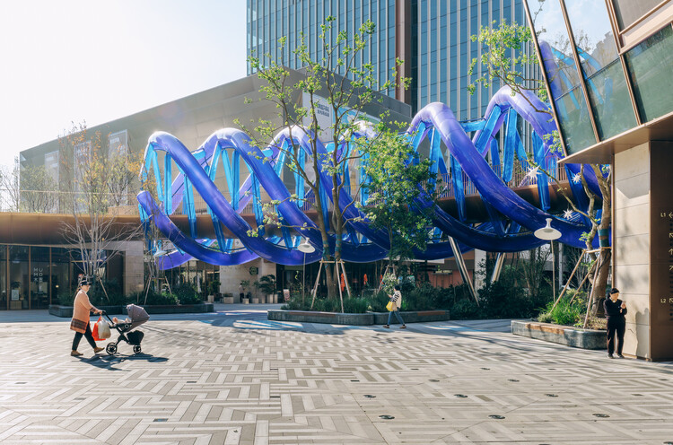 The Blue Rotary Membrane Bridge / People's Architecture Office - Exterior Photography