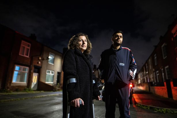 Campaigners Andrea Aldred and Ryan Daly on the estate where Lisa Hession was murdered. Image by Joel Goodman. 