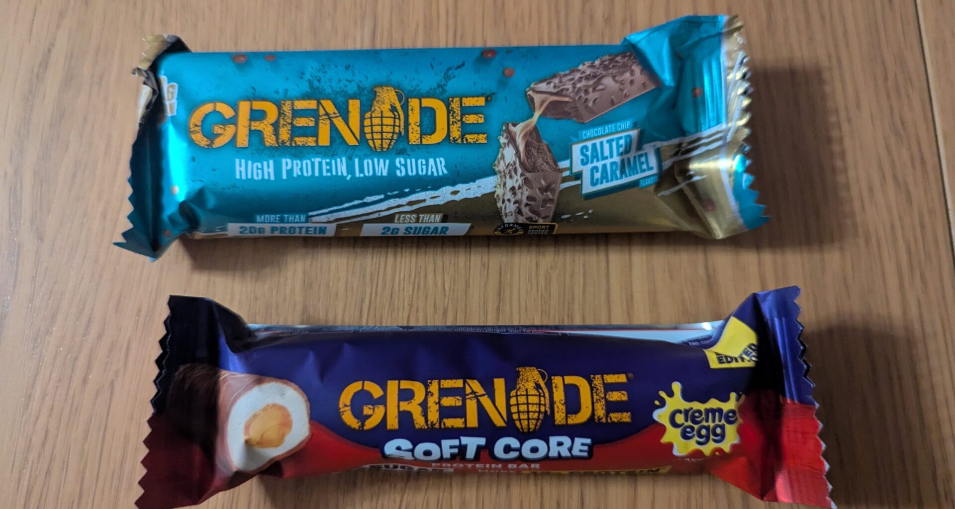 Grenade bars (cream egg is smaller than the standard bar)